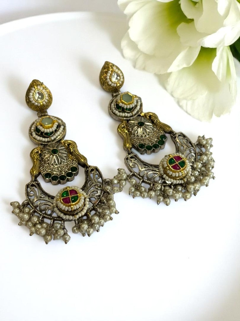 MULTI KUMUD GERMAN SILVER EARRINGS