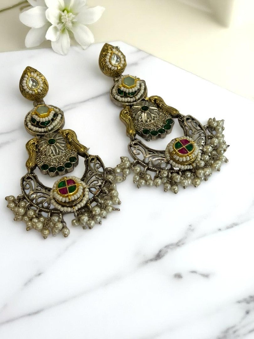 MULTI KUMUD GERMAN SILVER EARRINGS