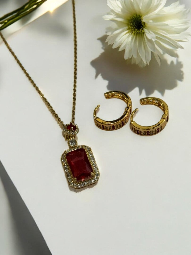 RUBY SOPHIA NECKLACE AND EARRINGS (COMBO)
