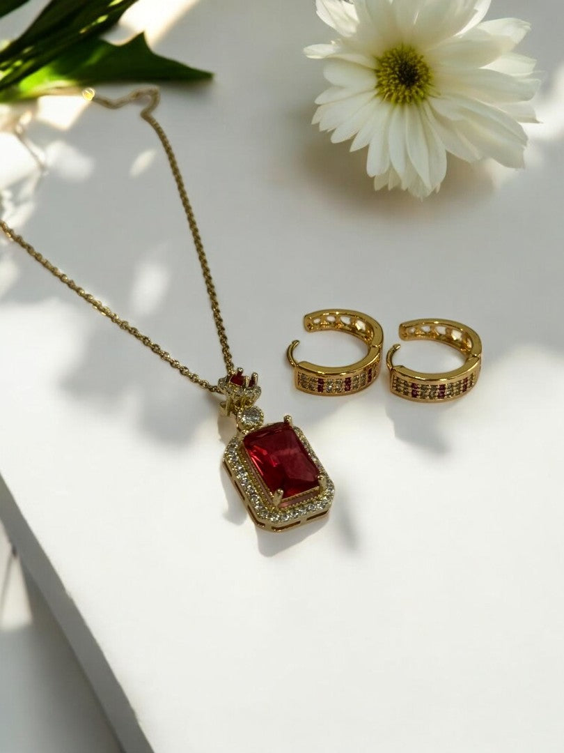 RUBY SOPHIA NECKLACE AND EARRINGS (COMBO)