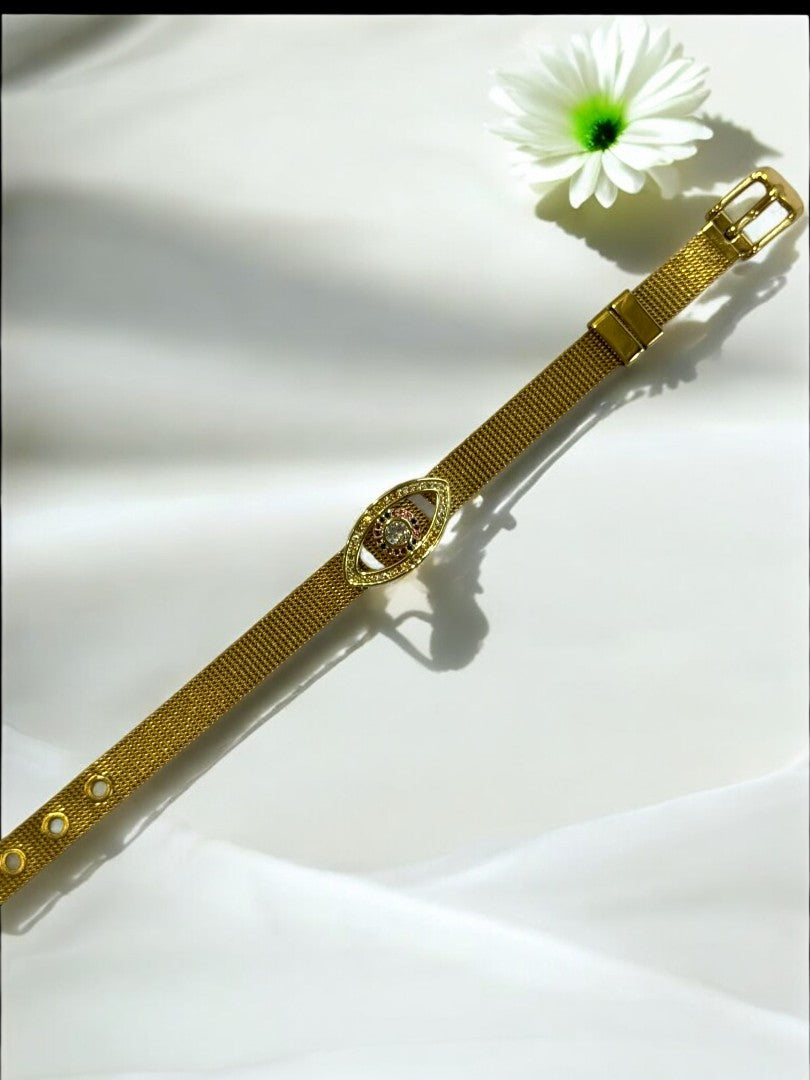 GOLDEN DIAMOND EVIL EYE UPASANA BELT BRACELET