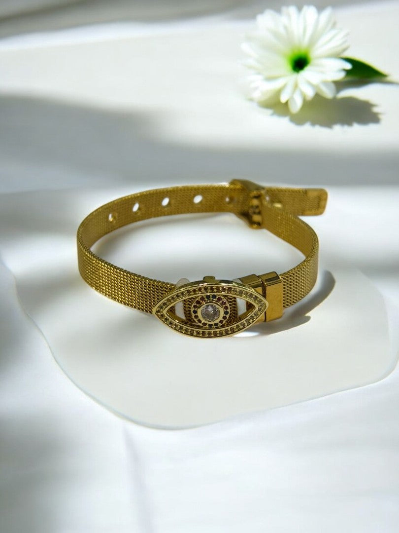 GOLDEN DIAMOND EVIL EYE UPASANA BELT BRACELET
