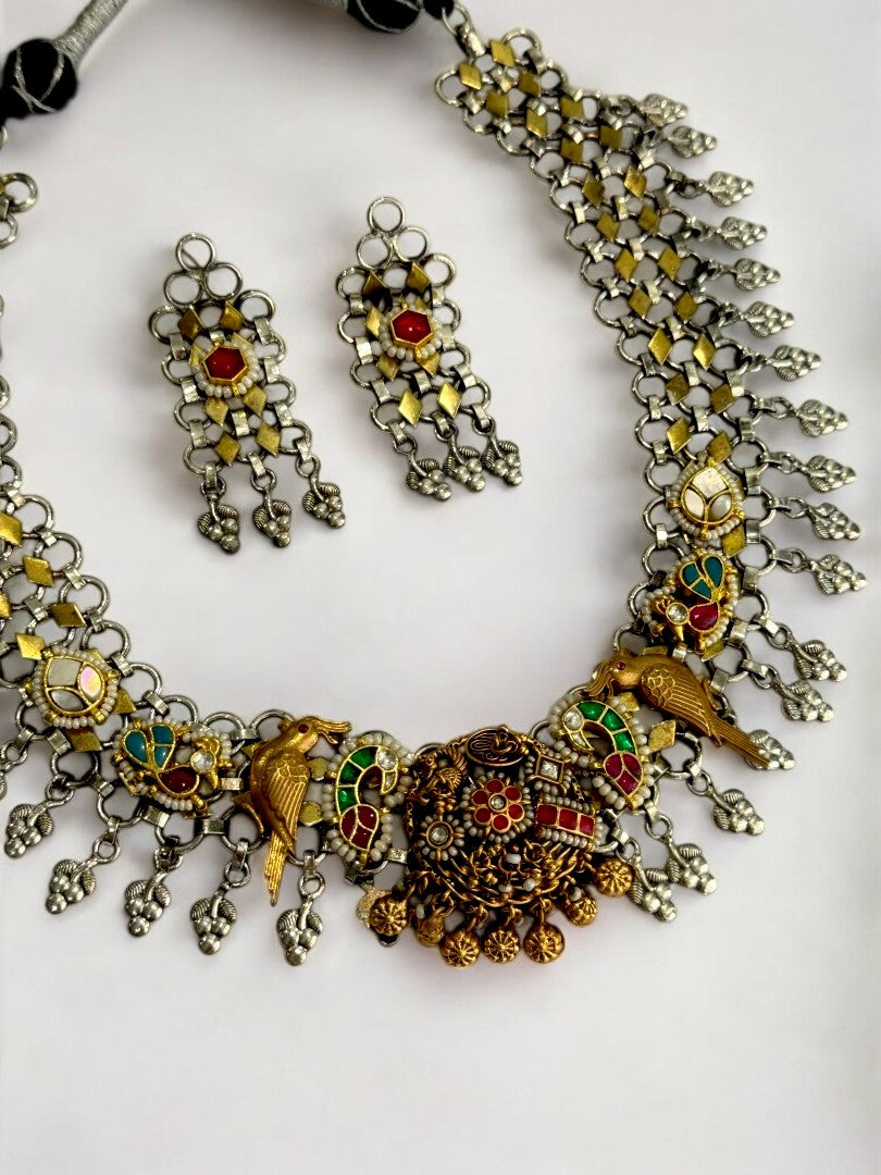 GOLDEN BIRDS SUJYOTI GERMAN SILVER JEWELLERY SET