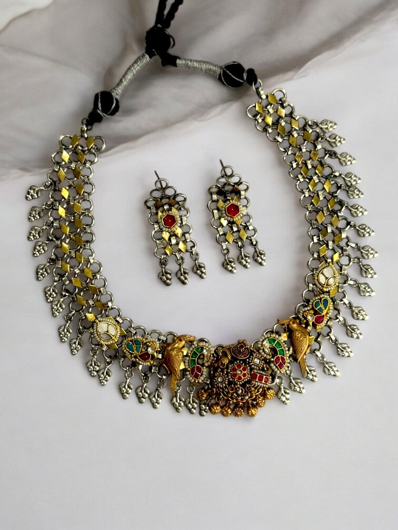 GOLDEN BIRDS SUJYOTI GERMAN SILVER JEWELLERY SET