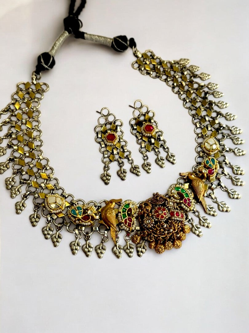 GOLDEN BIRDS SUJYOTI GERMAN SILVER JEWELLERY SET