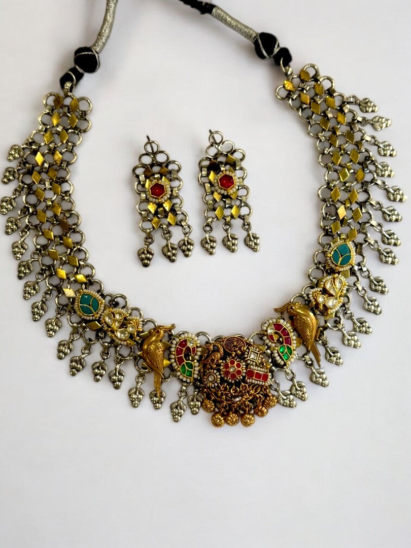 GOLDEN BIRDS SUJYOTI GERMAN SILVER JEWELLERY SET