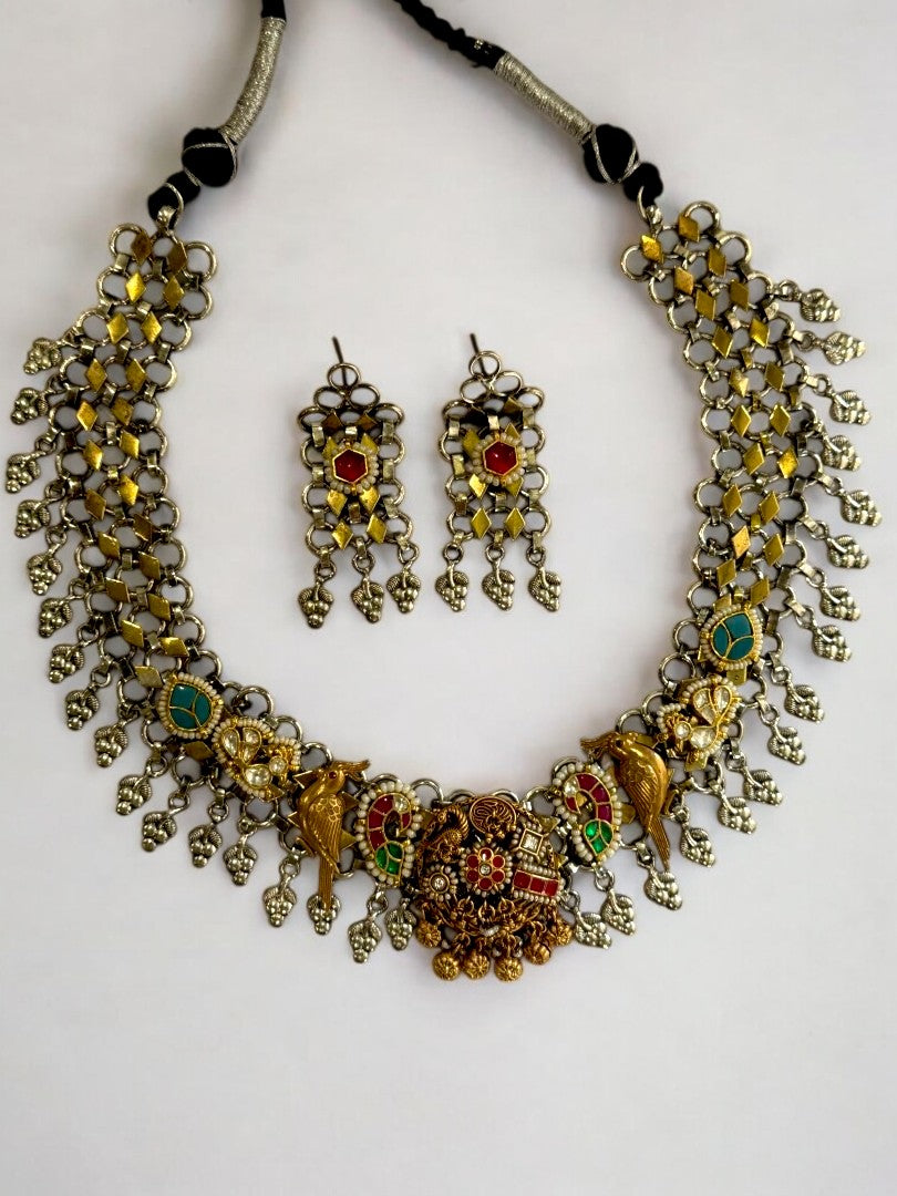 GOLDEN BIRDS SUJYOTI GERMAN SILVER JEWELLERY SET