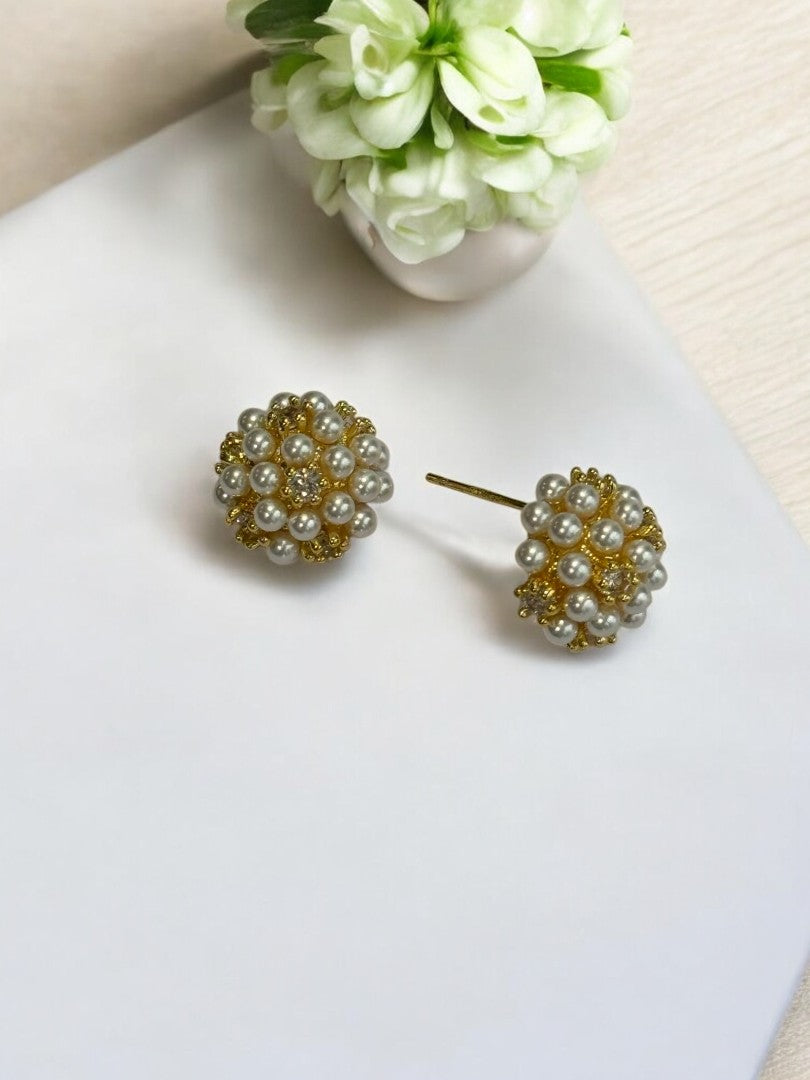 GOLDEN DIAMOND PEARL SANTIAGO EARRINGS