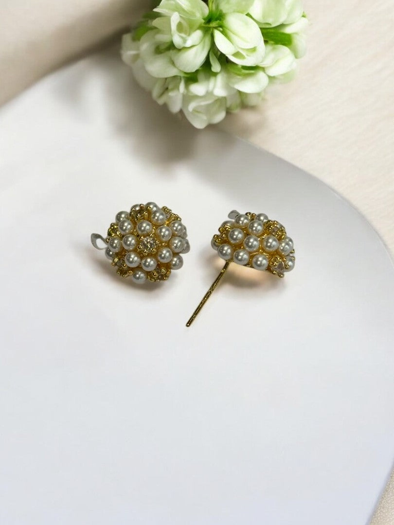 GOLDEN DIAMOND PEARL SANTIAGO EARRINGS