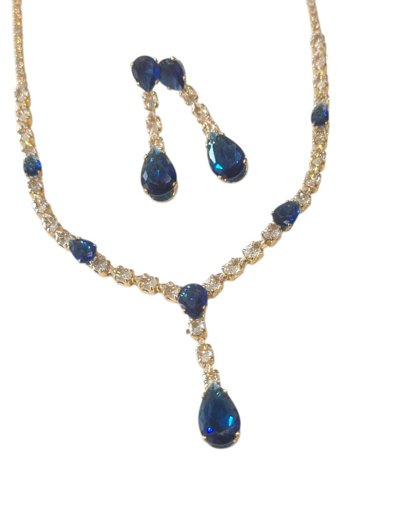 BLUE DROP DIAMOND MARGARET NECKLACE SET