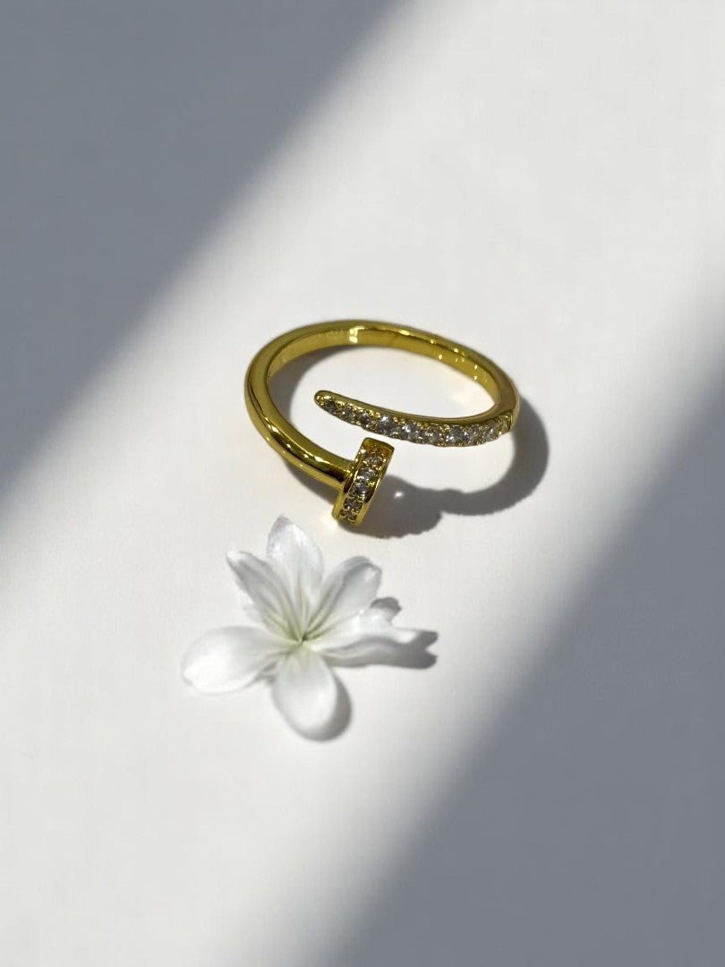 GOLDEN DIAMOND NAIL DHRUVINA RING