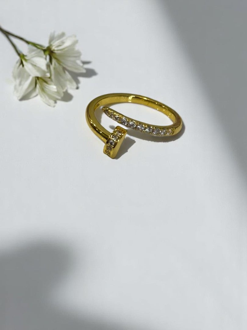 GOLDEN DIAMOND NAIL DHRUVINA RING