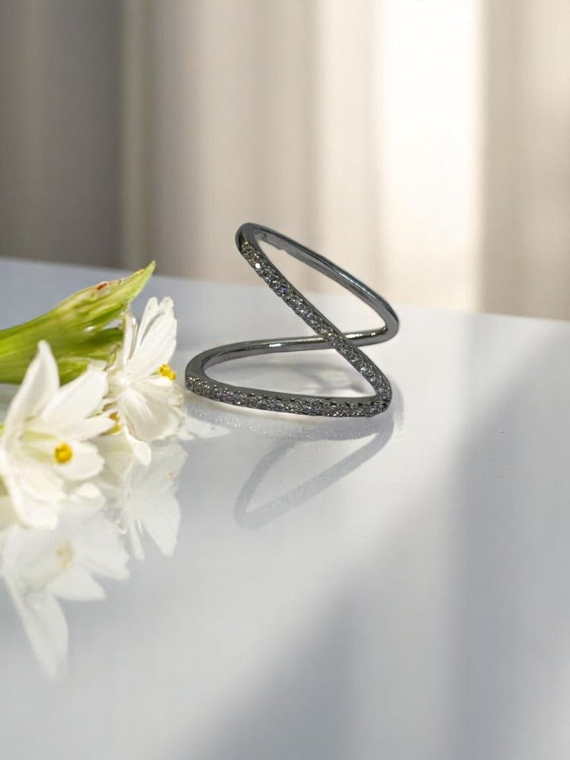 SILVER DIAMOND DAWSO RING