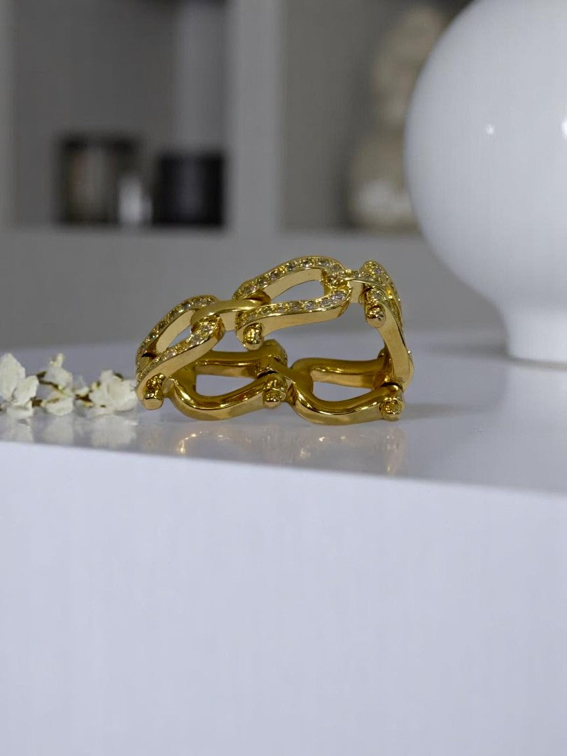 GOLDEN DIAMOND HORSESHOE CHOLAS RING