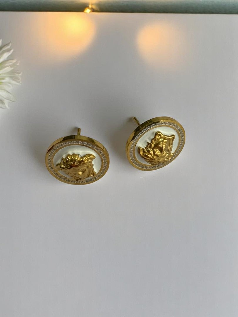 WHITE VERSACE ABRAH EARRINGS