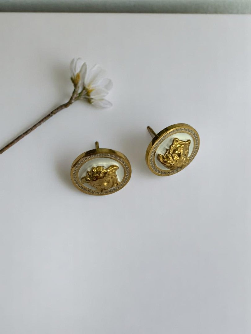 WHITE VERSACE ABRAH EARRINGS