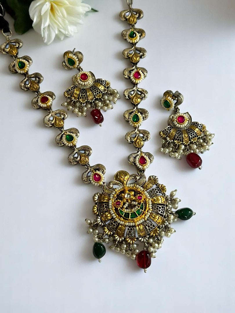 RUBY RAMYAA GERMAN SILVER JEWELLERY SET