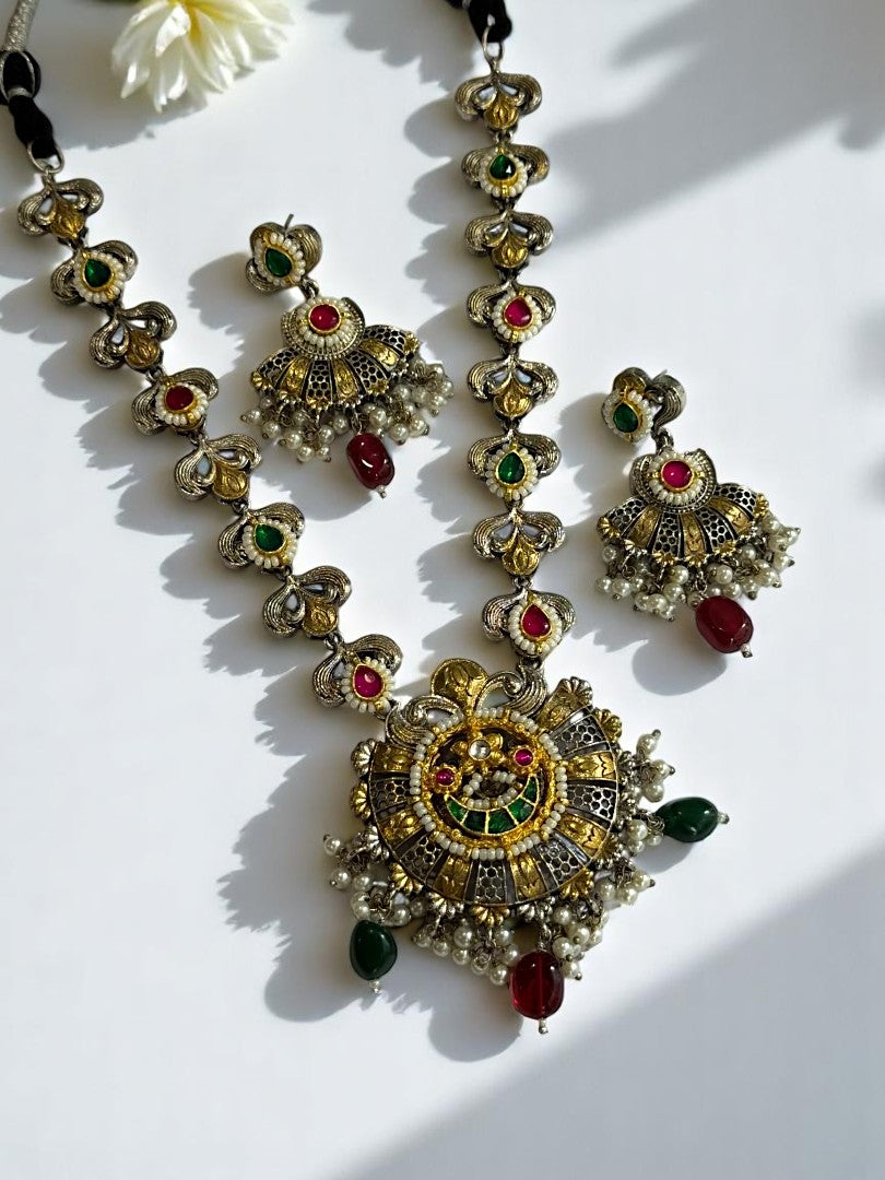 RUBY RAMYAA GERMAN SILVER JEWELLERY SET