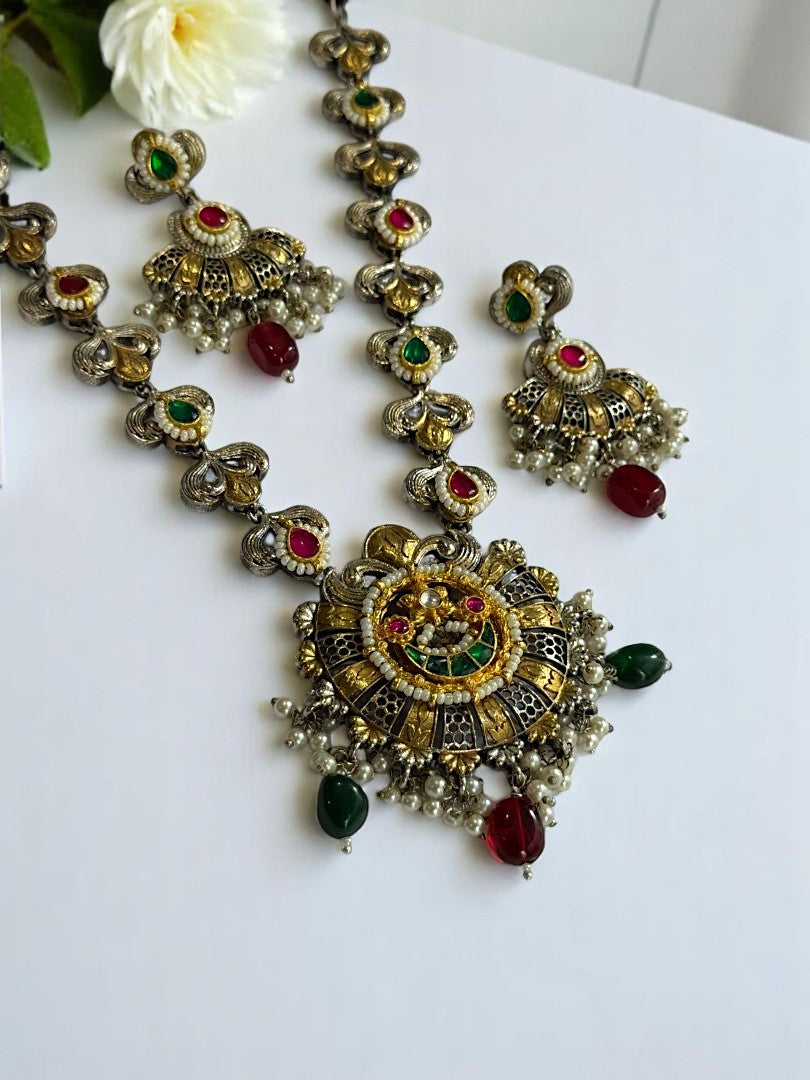RUBY RAMYAA GERMAN SILVER JEWELLERY SET