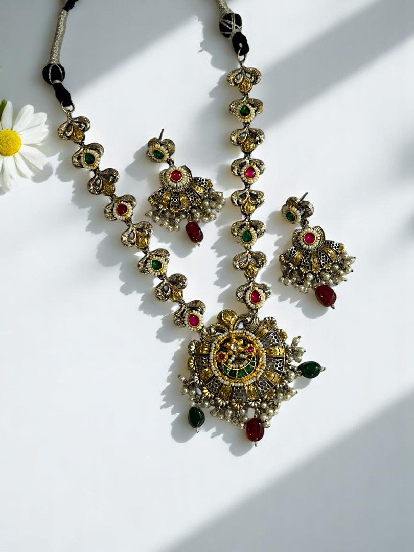 RUBY RAMYAA GERMAN SILVER JEWELLERY SET