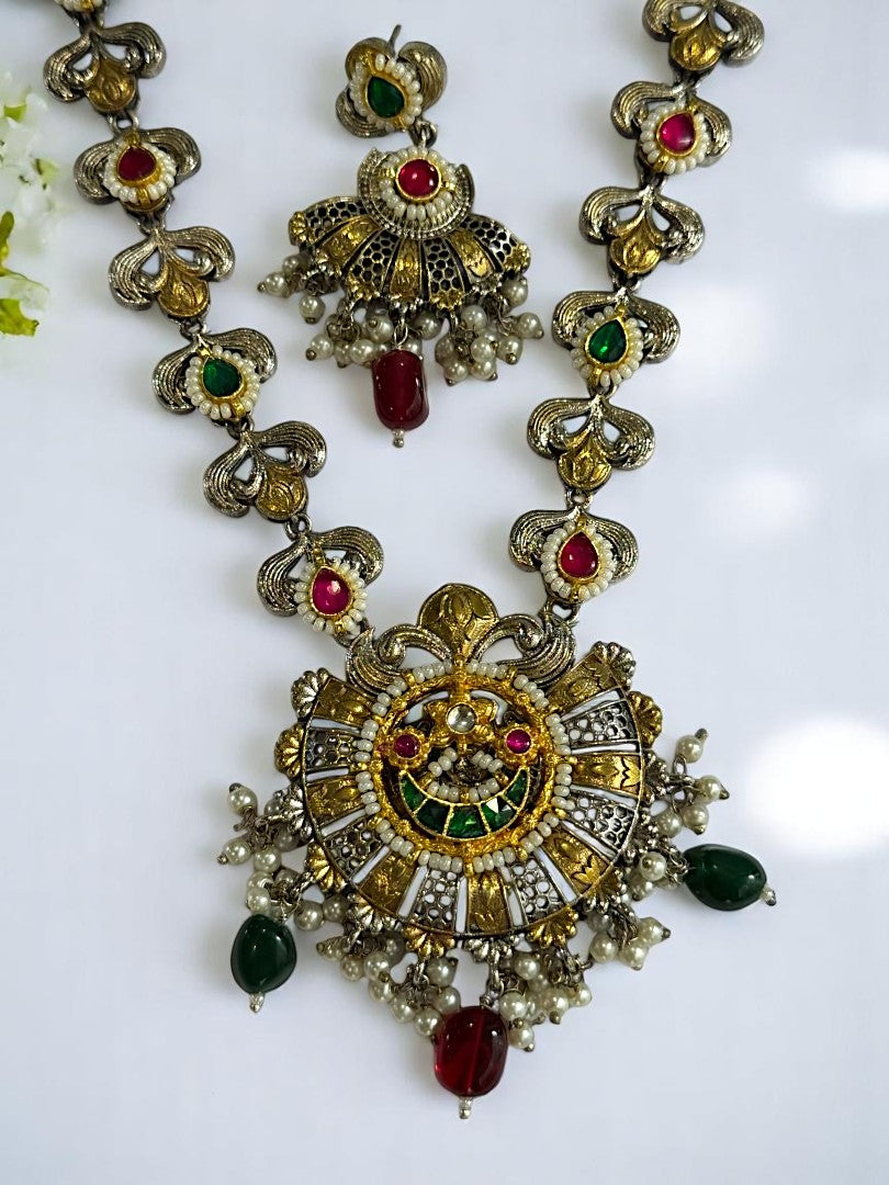 RUBY RAMYAA GERMAN SILVER JEWELLERY SET