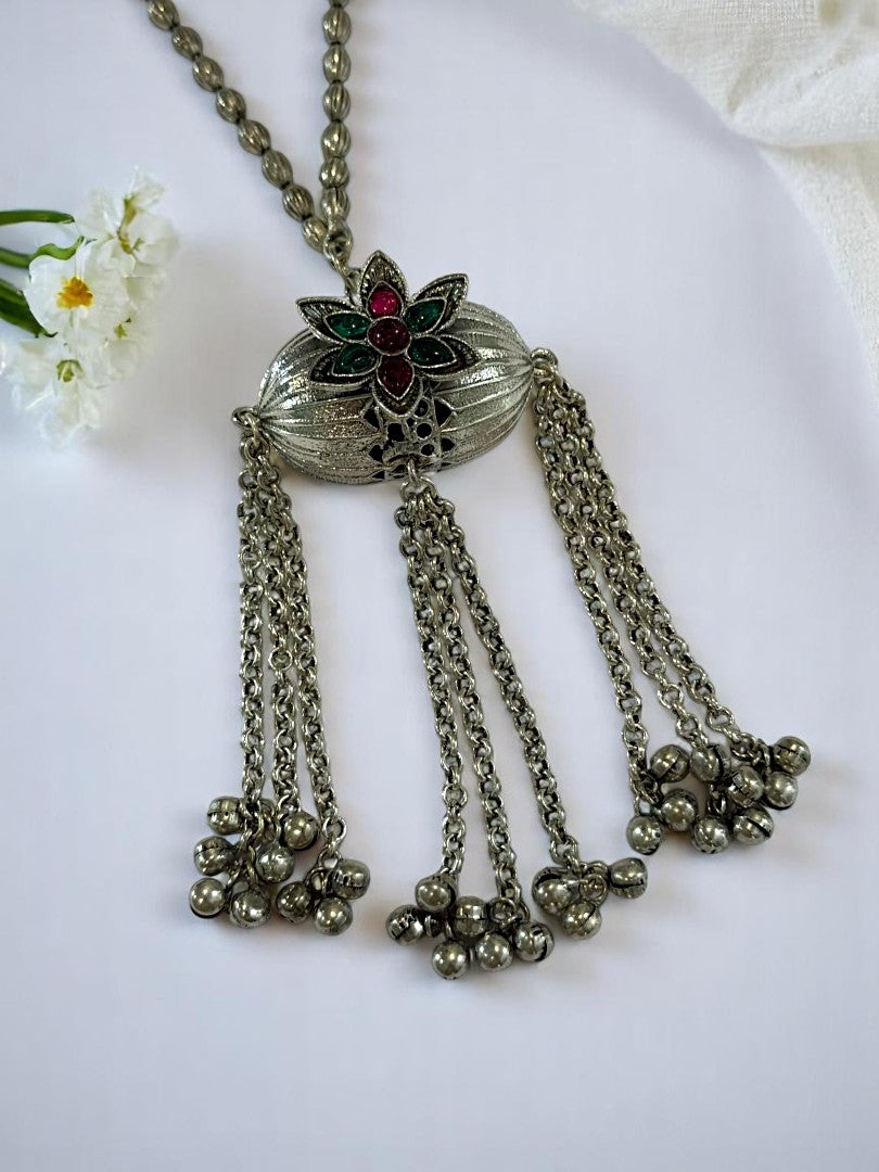 MULTI FLOWER HIMAANI GERMAN SILVER JEWELLERY SET