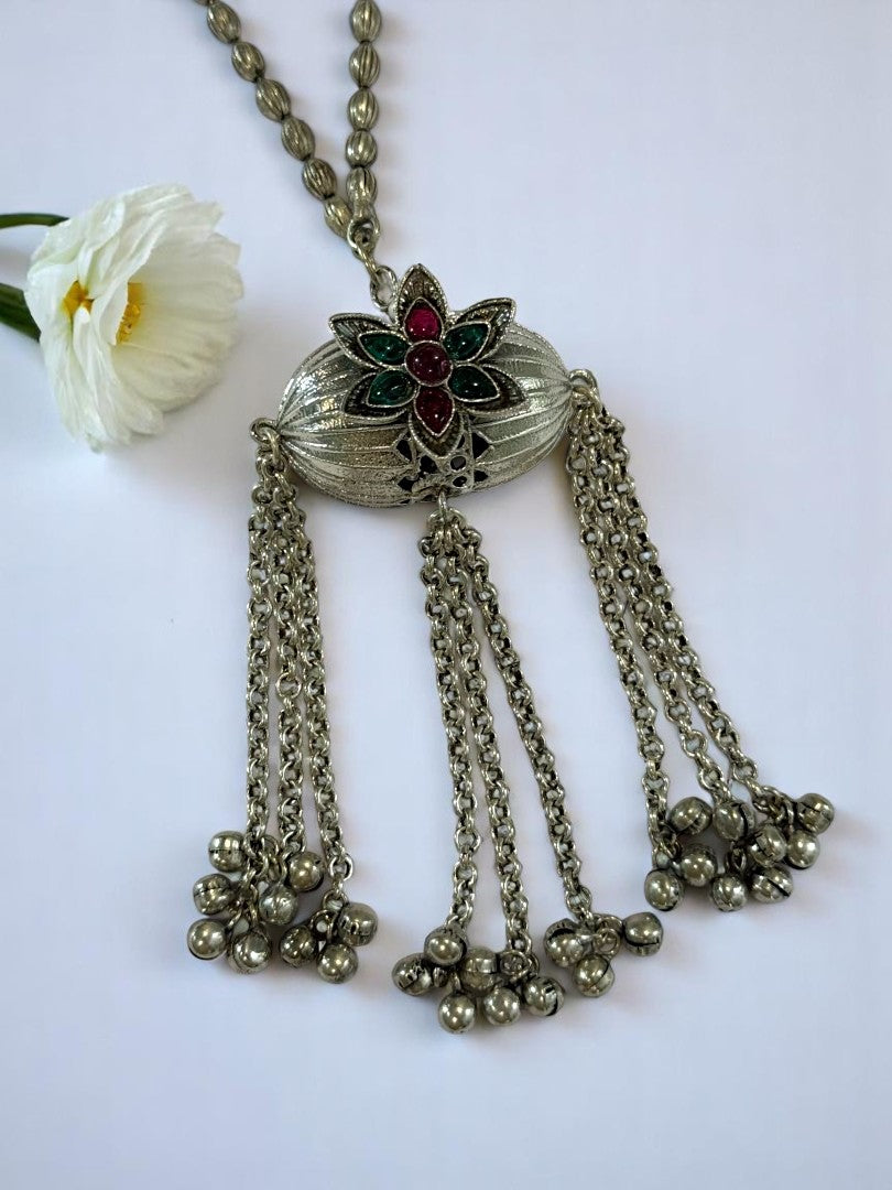 MULTI FLOWER HIMAANI GERMAN SILVER JEWELLERY SET