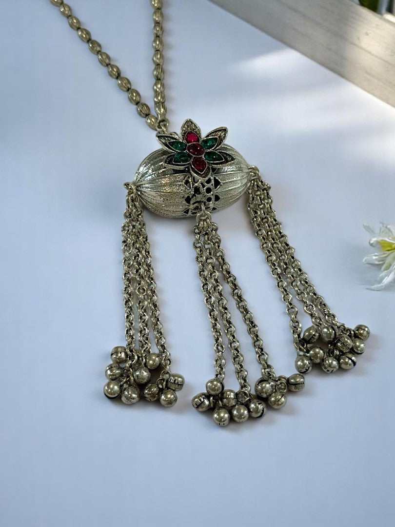 MULTI FLOWER HIMAANI GERMAN SILVER JEWELLERY SET