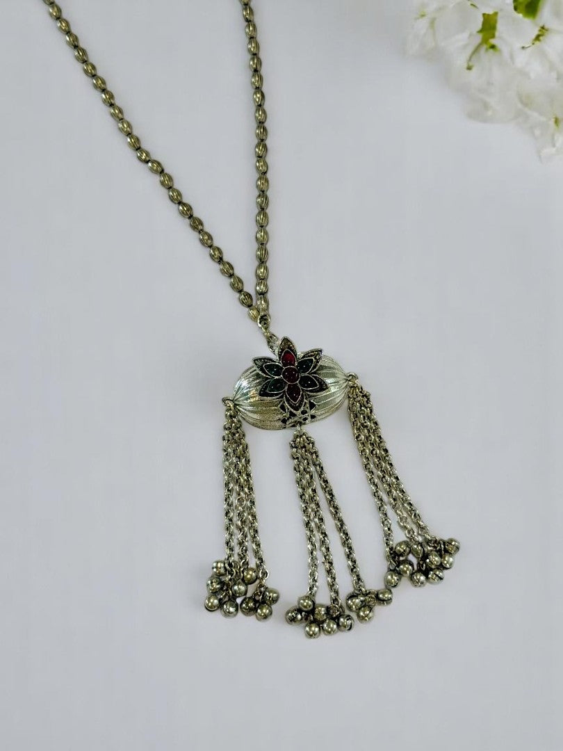 MULTI FLOWER HIMAANI GERMAN SILVER JEWELLERY SET