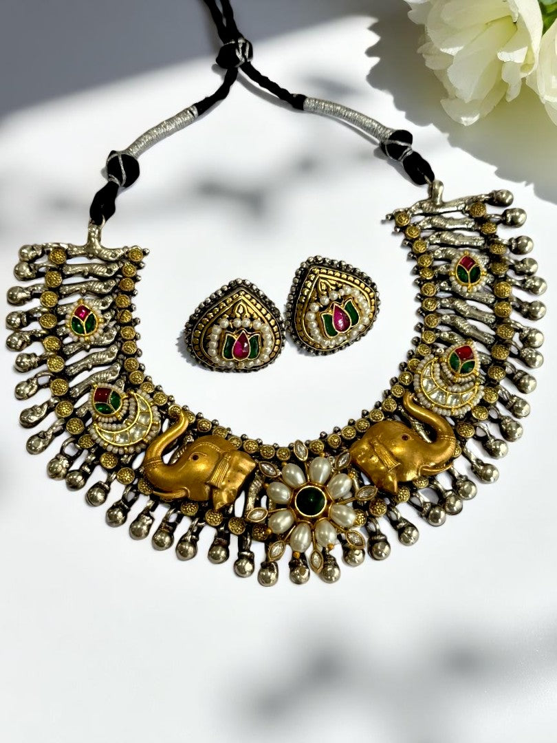 MULTI NIHARIKA GERMAN SILVER JEWELLERY SET