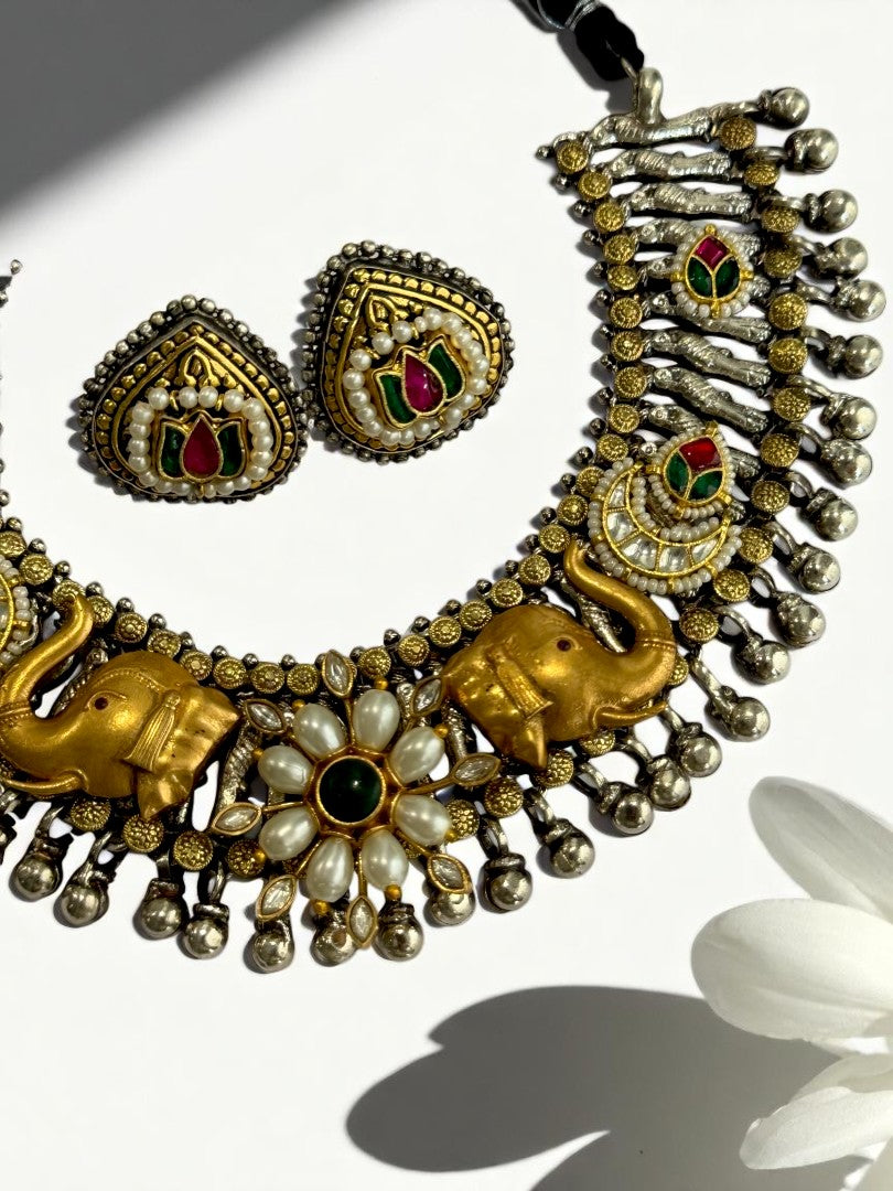 MULTI NIHARIKA GERMAN SILVER JEWELLERY SET