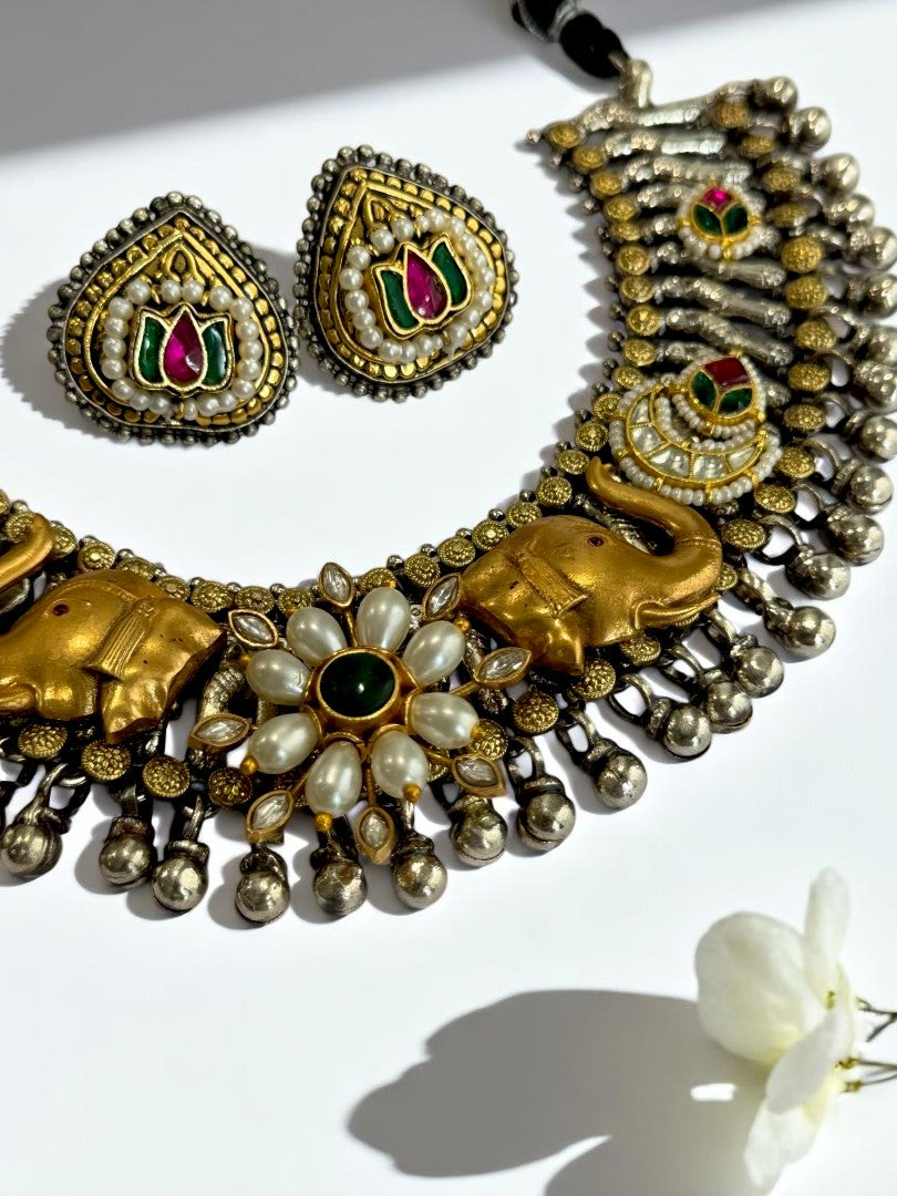 MULTI NIHARIKA GERMAN SILVER JEWELLERY SET