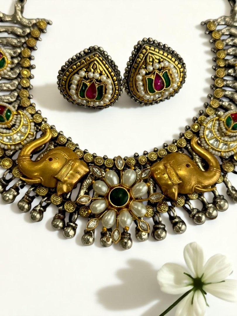MULTI NIHARIKA GERMAN SILVER JEWELLERY SET