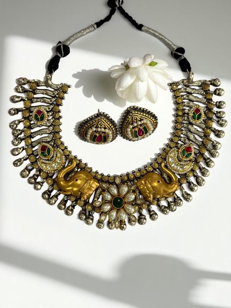 MULTI NIHARIKA GERMAN SILVER JEWELLERY SET