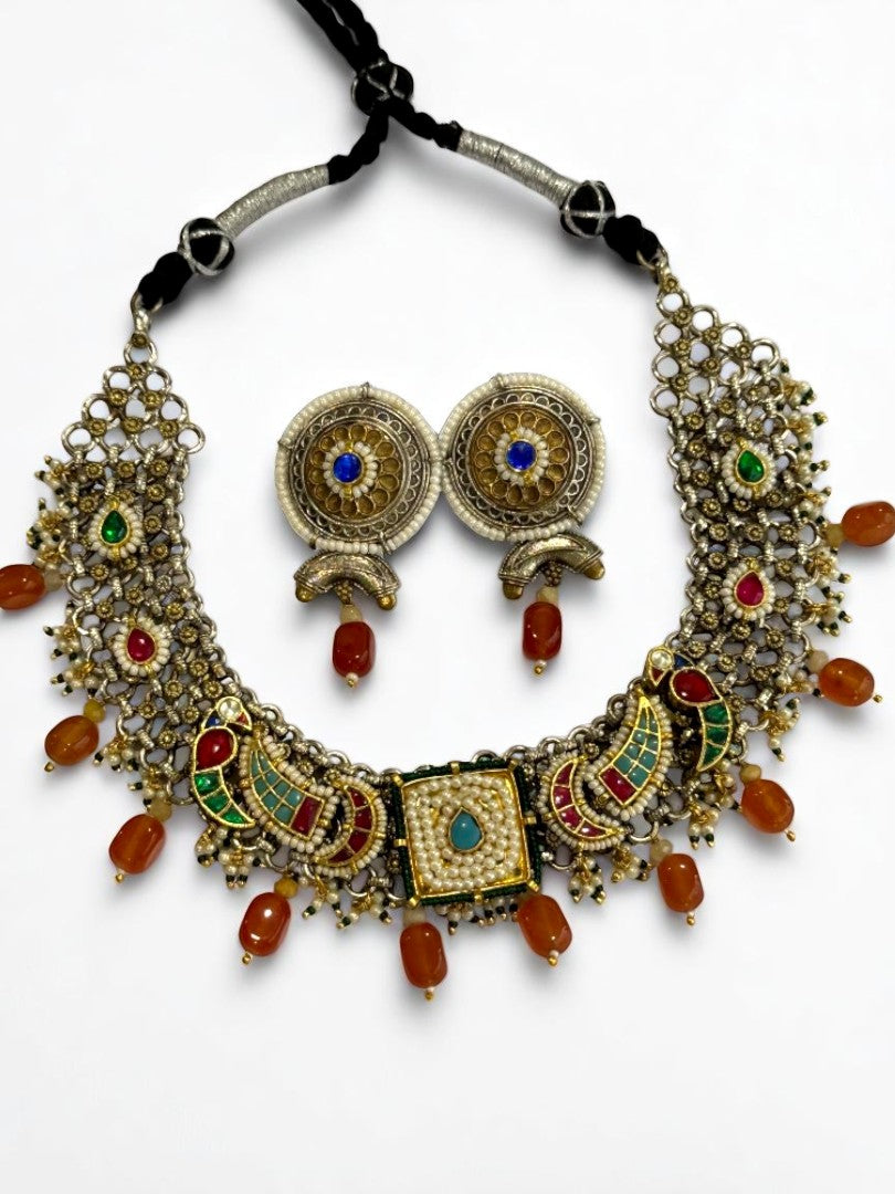 MULTI MRINIL GERMAN SILVER JEWELLERY SET