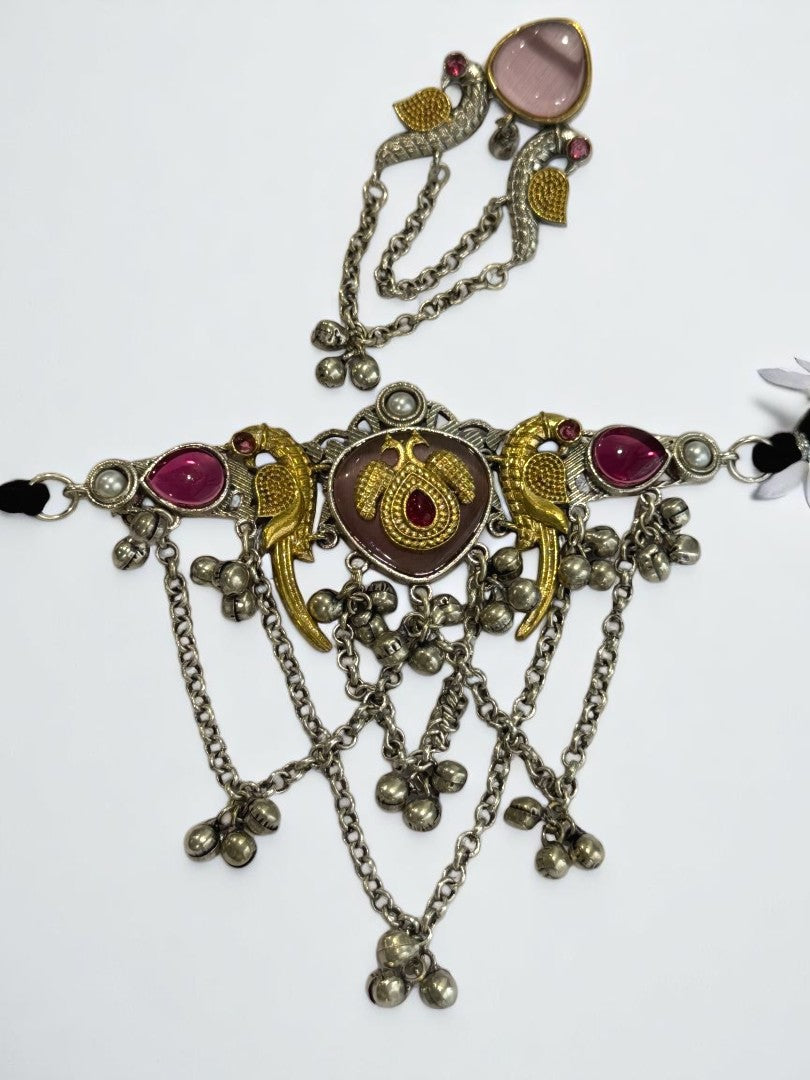 PINK SHANI GERMAN SILVER JEWELLERY SET