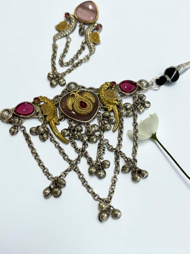 PINK SHANI GERMAN SILVER JEWELLERY SET