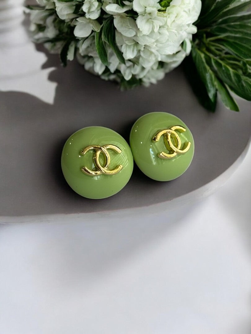 LIGHT GREEN CHANEL BRAND STUD