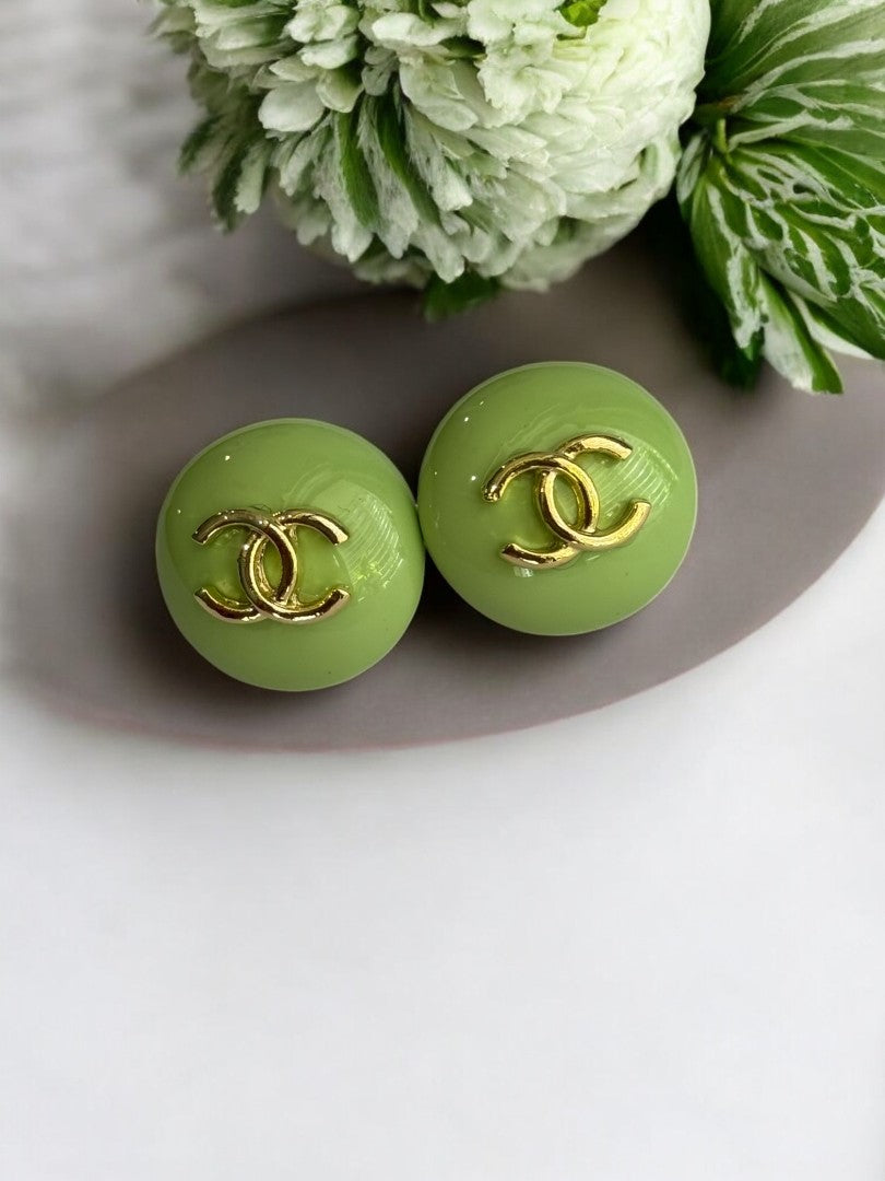 LIGHT GREEN CHANEL BRAND STUD