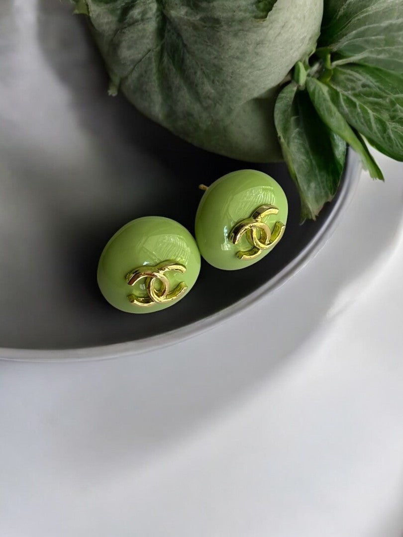 LIGHT GREEN CHANEL BRAND STUD