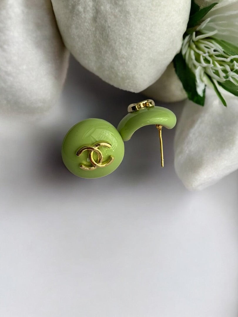 LIGHT GREEN CHANEL BRAND STUD