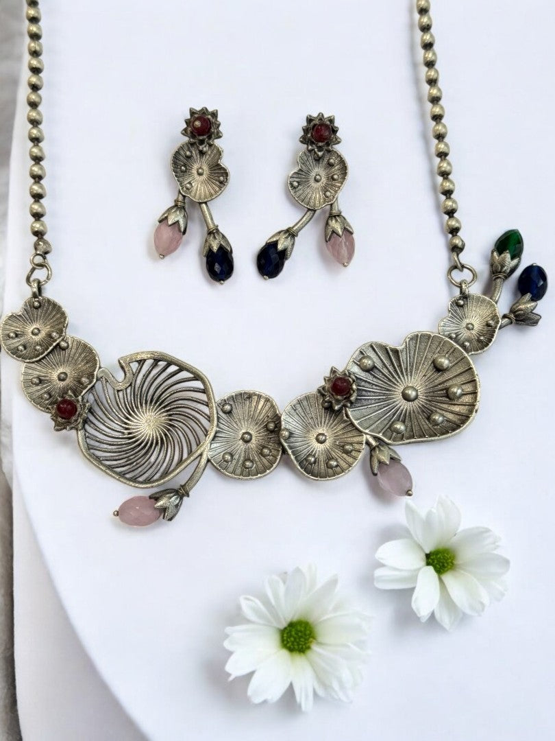 MULTI AISHA GERMAN SILVER JEWELLERY SET