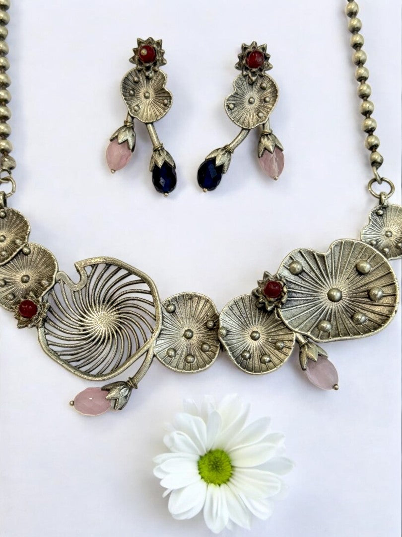 MULTI AISHA GERMAN SILVER JEWELLERY SET