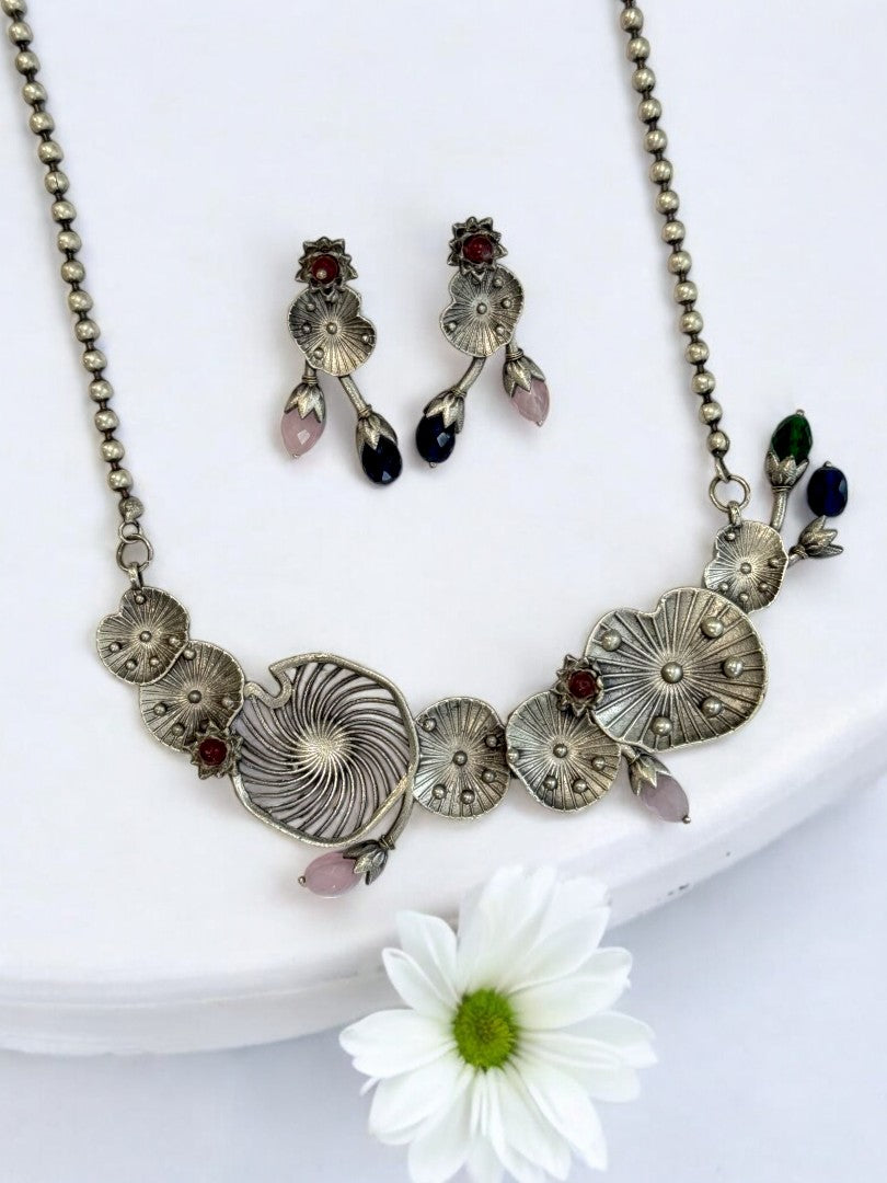 MULTI AISHA GERMAN SILVER JEWELLERY SET