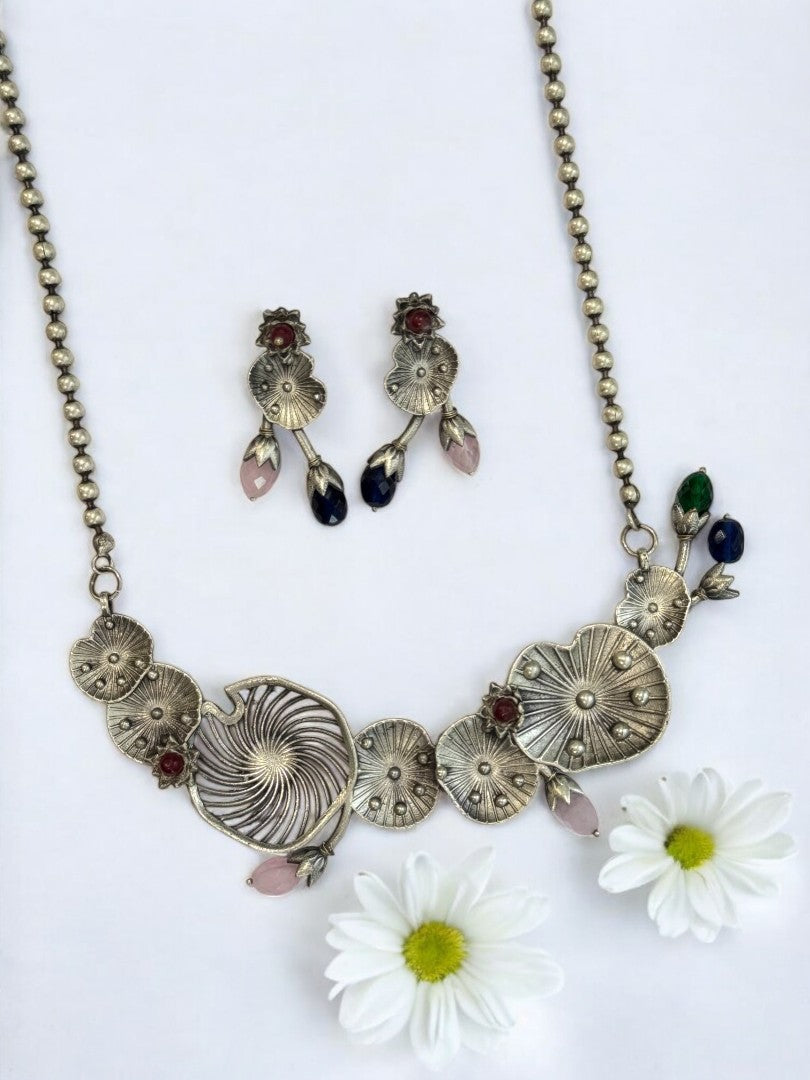 MULTI AISHA GERMAN SILVER JEWELLERY SET