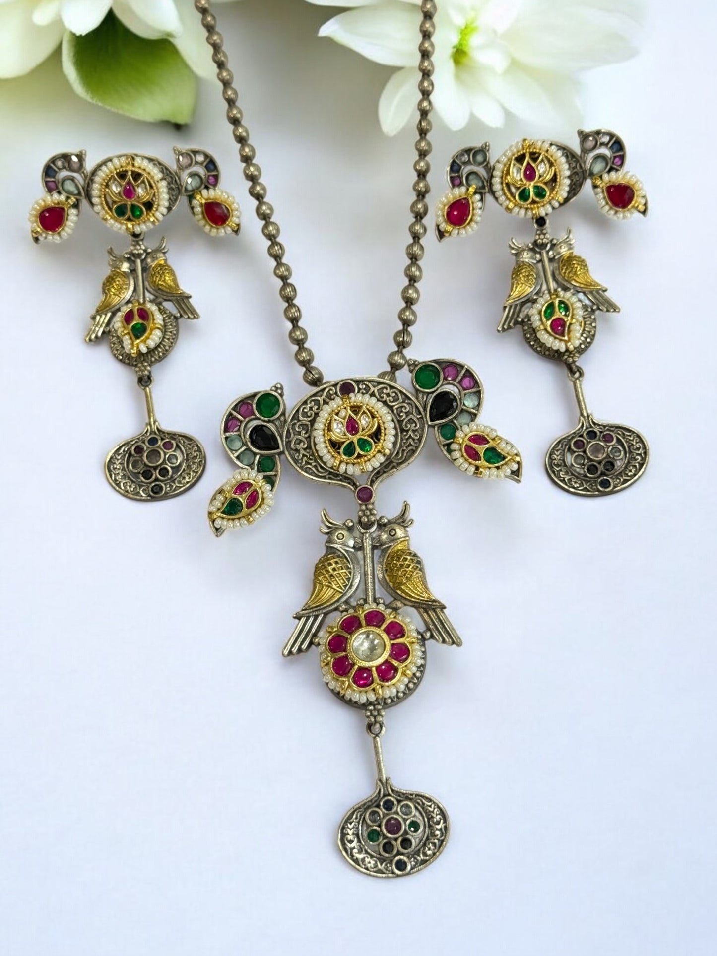 MULTI AKSARA GERMAN SILVER JEWELLERY SET