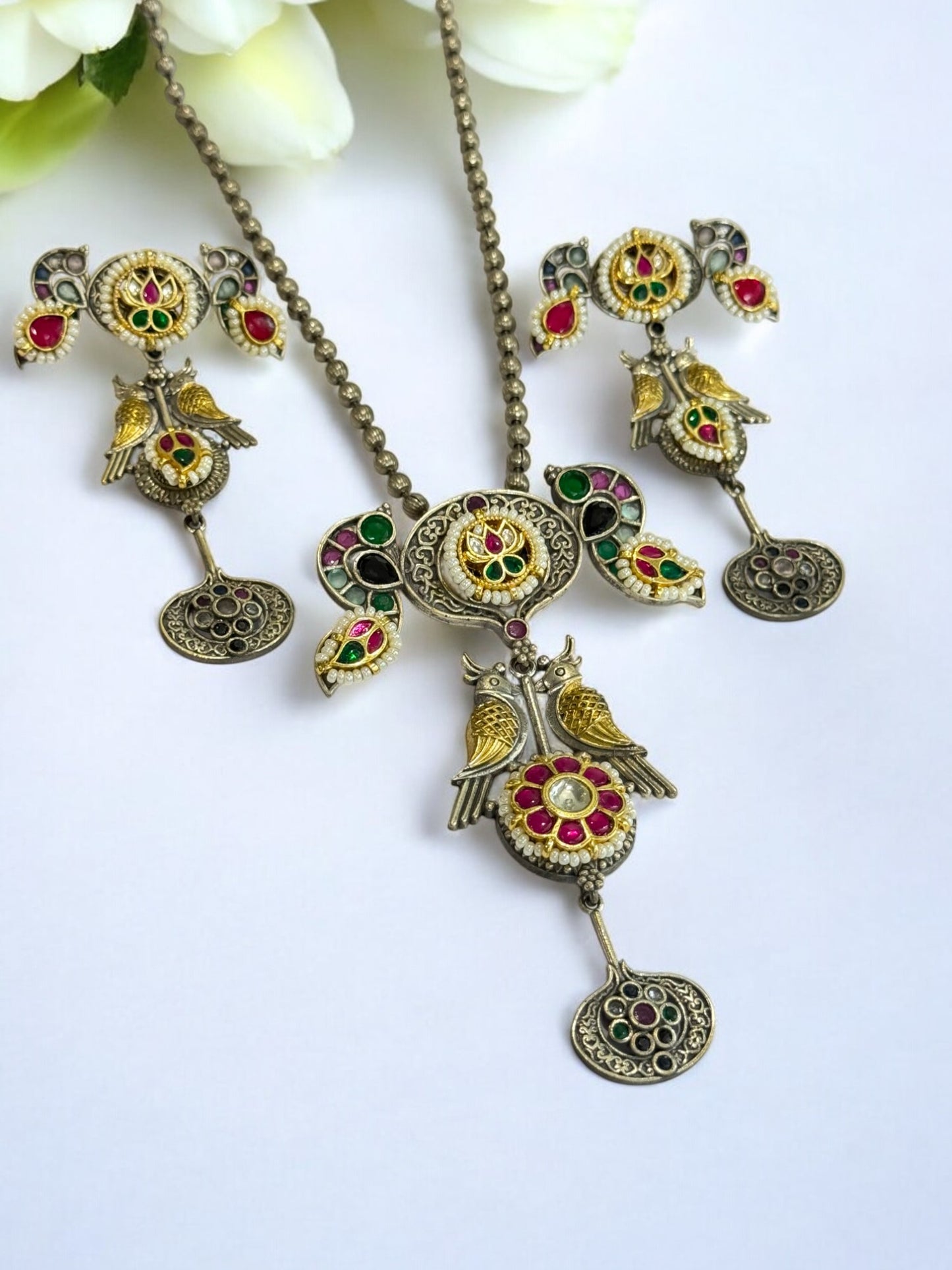 MULTI AKSARA GERMAN SILVER JEWELLERY SET