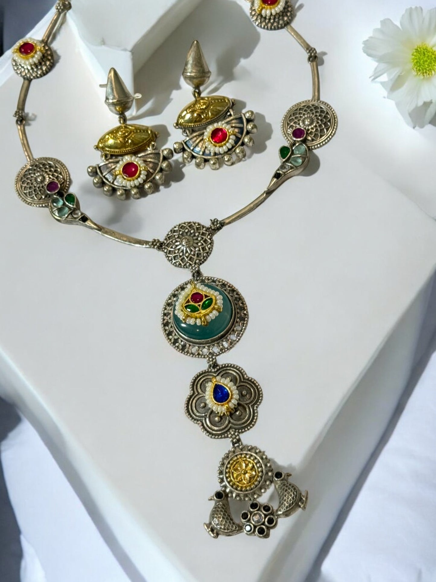 MULTI BHAKTI GERMAN SILVER JEWELLERY SET