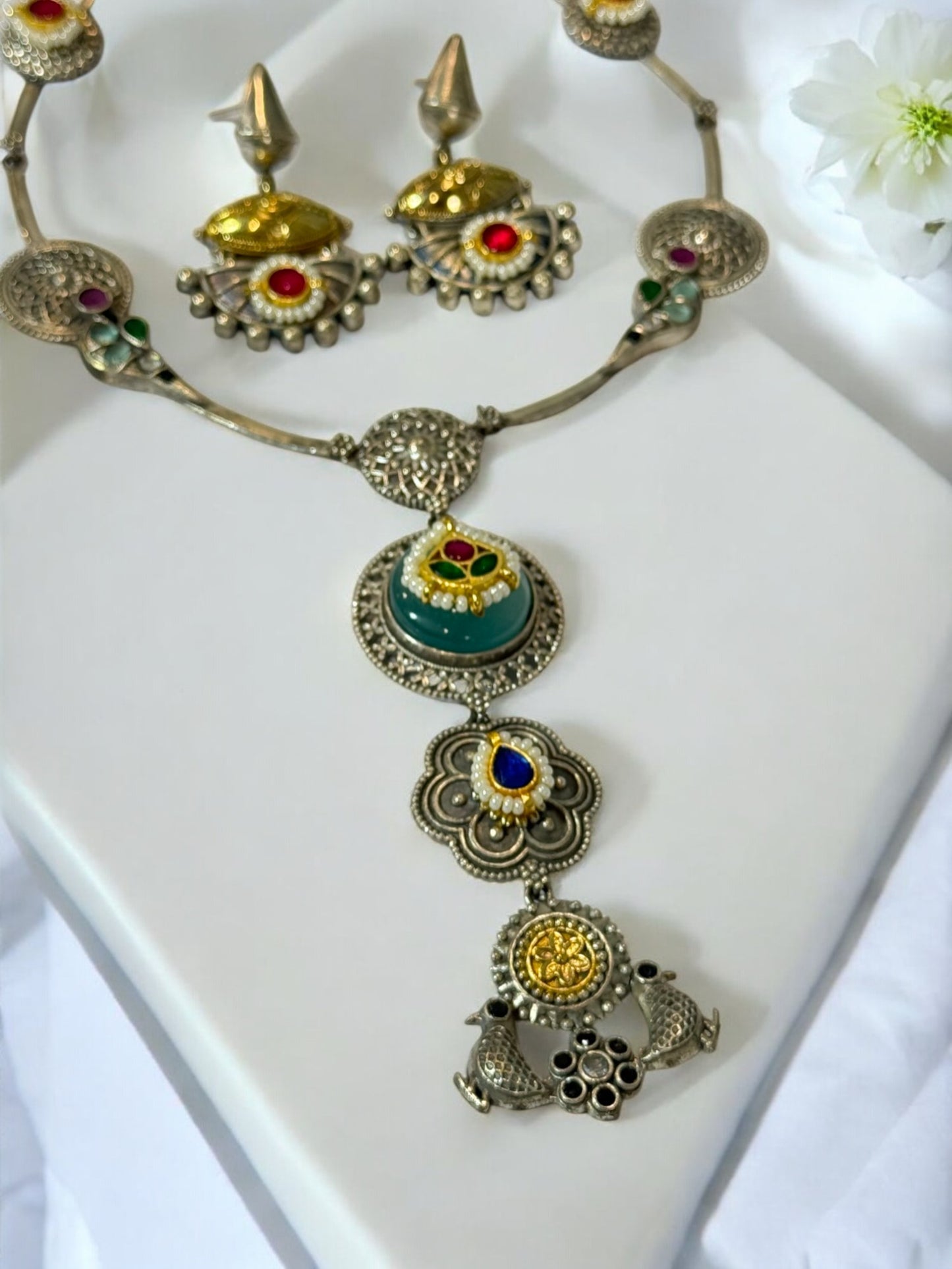MULTI BHAKTI GERMAN SILVER JEWELLERY SET