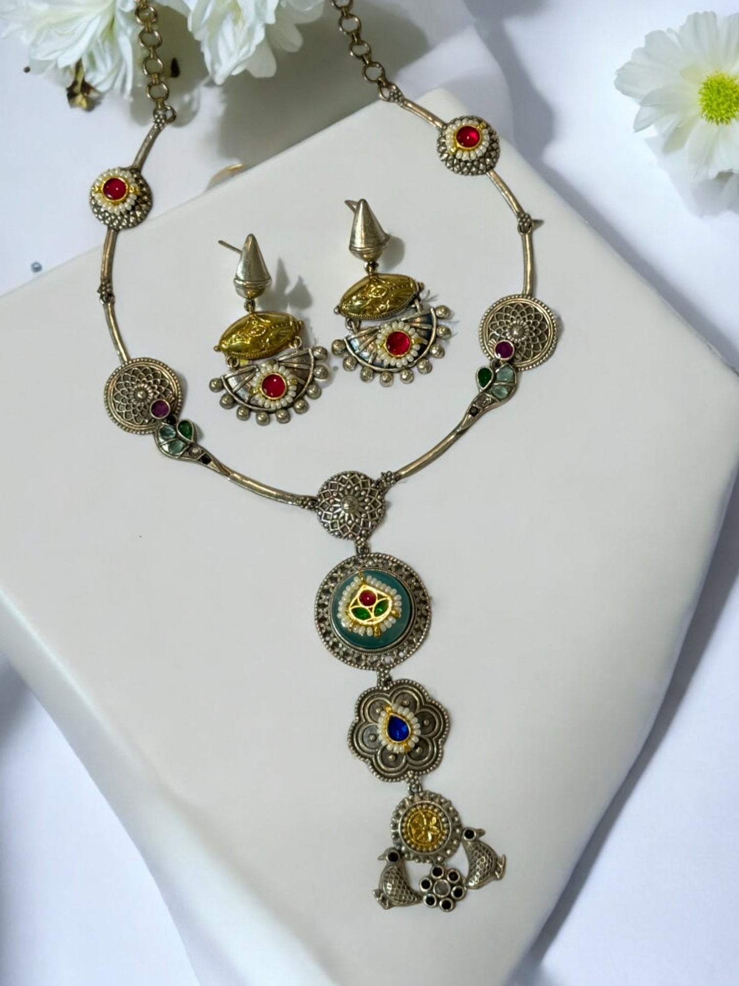 MULTI BHAKTI GERMAN SILVER JEWELLERY SET